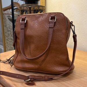 Elegant Brown Leather Cross Body Handbag